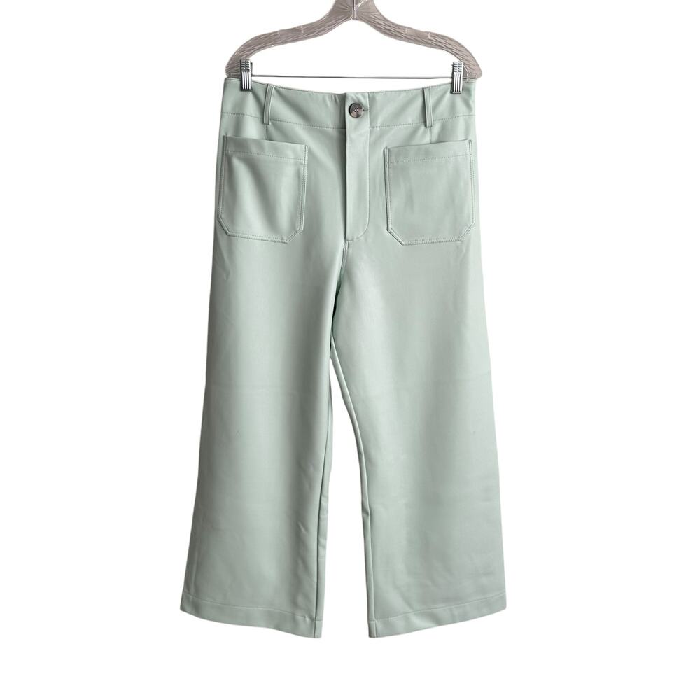 NEW Anthro Maeve The Colette Cropped Wide Leg Faux Leather Edition Mint Size 32 - Picture 7 of 13